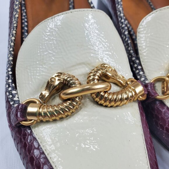 Tory Burch Women's White Pump Heels Jessa Leather Snake Print Slip-On Size 6M - Picture 6 of 11